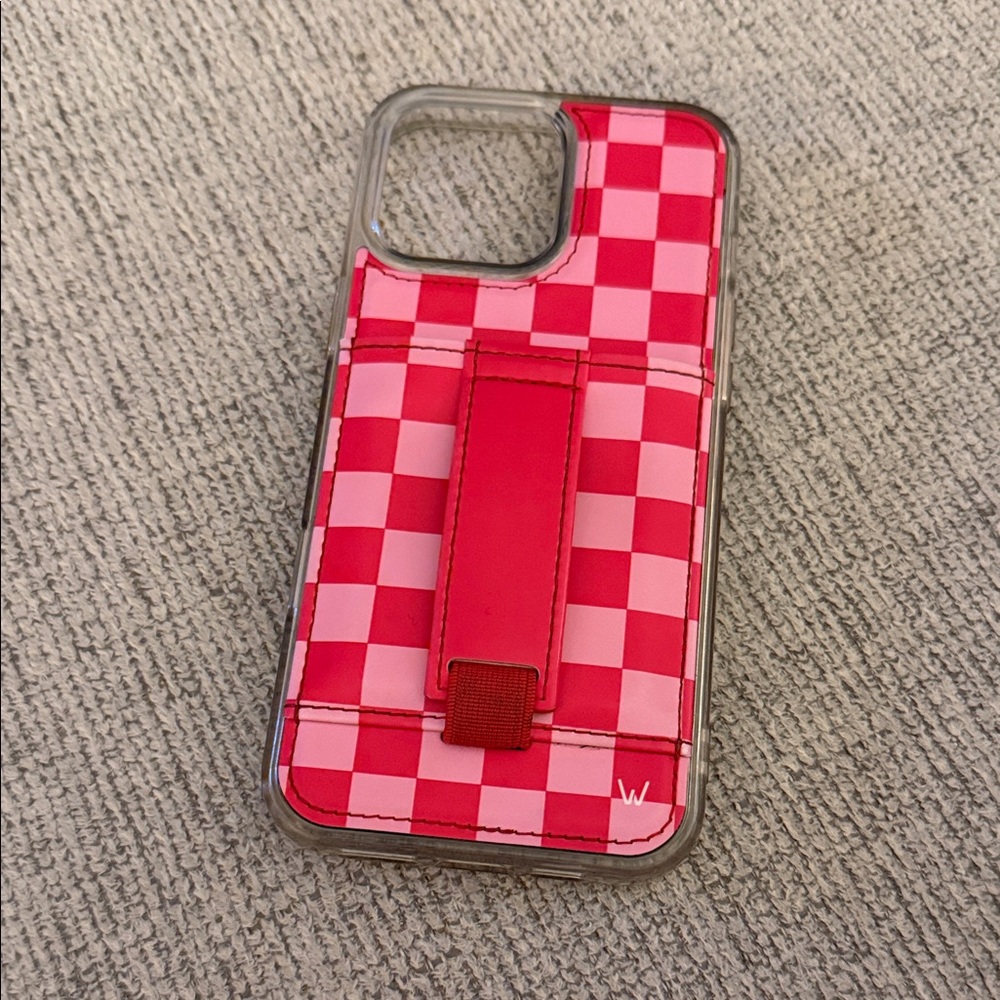 Vibrant Pink Checkered Phone Case with Stand
